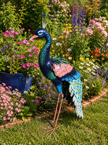 Blauer stehender pfau - blauer,