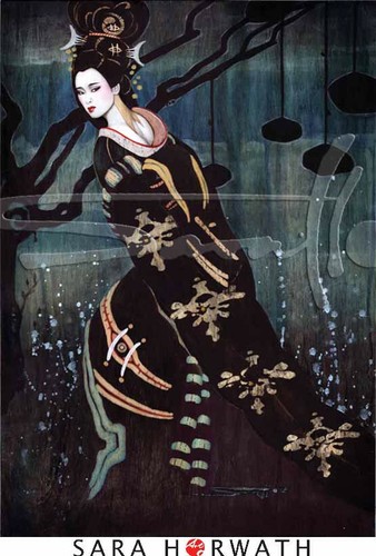Black peacock geisha japan - peacock,