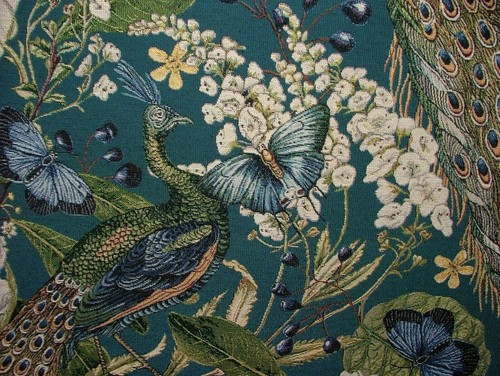Pfau türkis gobelin stoff - pfau,